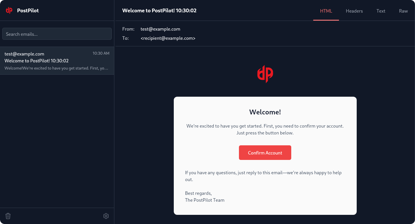 PostPilot - Local SMTP Testing Environment